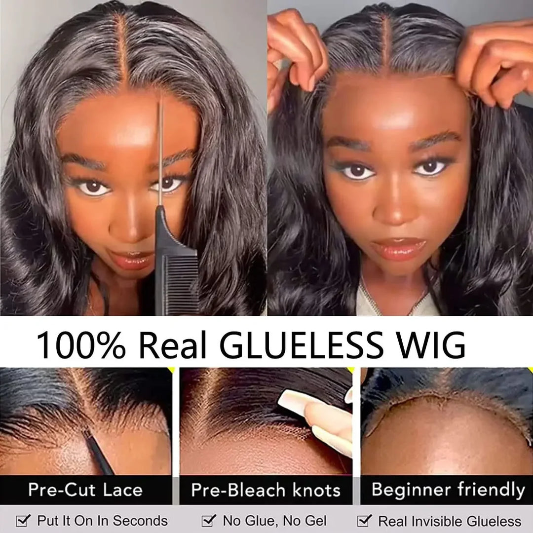 Ready-to-Wear Body Wave Wig – 100% Human Hair with Glueless Lace Closure