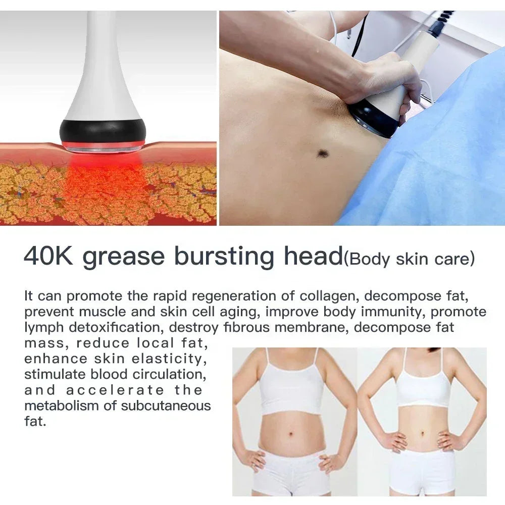40K Ultrasonic Cavitation & RF EMS Machine – Body Slimming, Facial Lifting & Skin Tightening Beauty Device