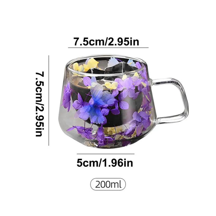Ethereal Bloom Double-Walled Glass Mug (200ml)