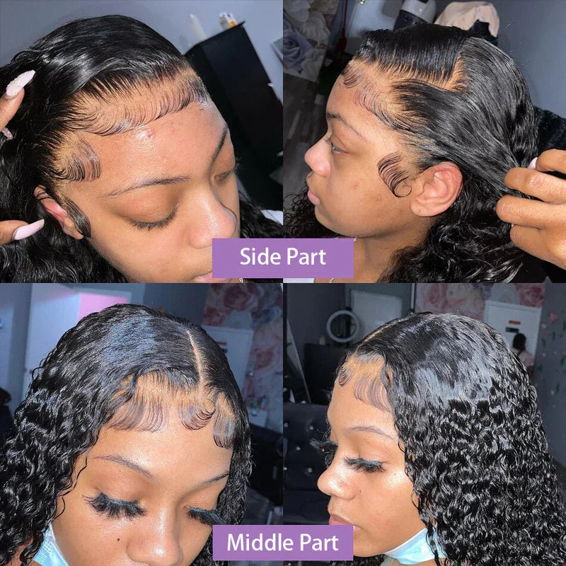 Deep Wave Luxe Bob Wig – 100% Human Hair with HD Transparent Lace