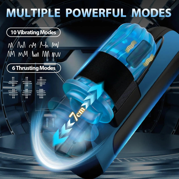 Amortoy Interchangeable Pocket Pussy – Automatic Male Masturbator with 6 Piston Modes, 5 Thrusting Speeds & 10 Vibration Patterns