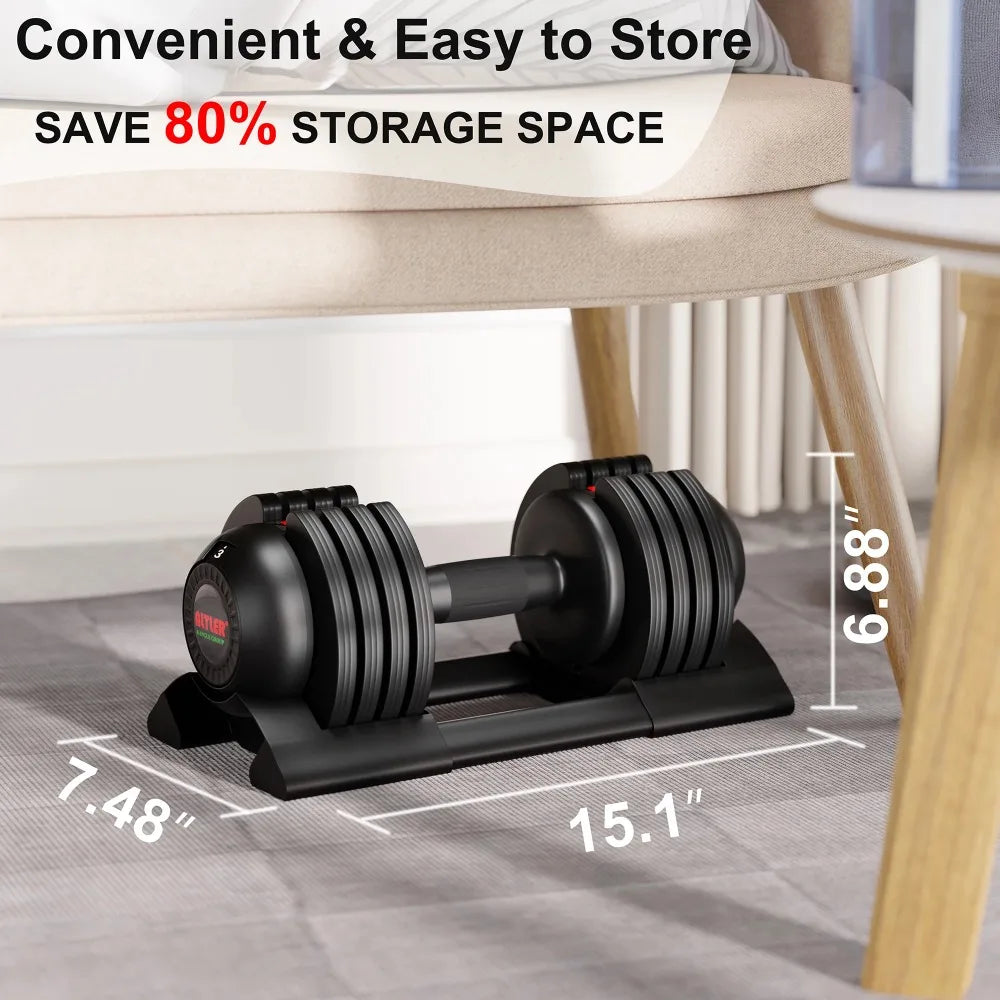 EmpowerLift Adjustable Dumbbell Set – 44lb with One-Hand Dial & Tray