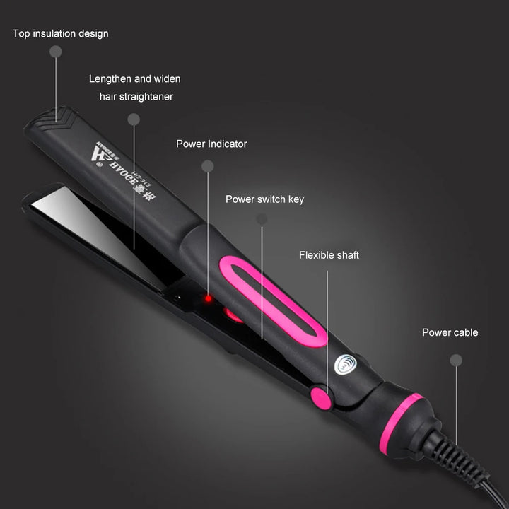 GlowFlex 2-in-1 Mini Hair Straightener & Curler – Anti-Scald, Dual-Use Styling Tool