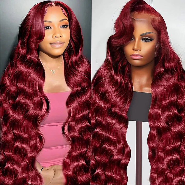 Crimson Allure Body Wave Wig – 99J Burgundy HD Lace, 100% Human Hair