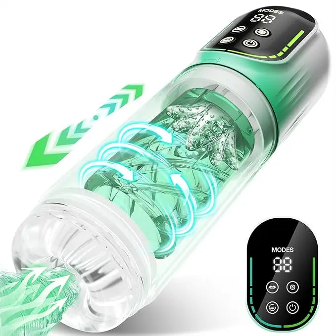 Automatic Thrusting & Rotating Male Masturbator – 4-in-1 Sucking, Vibrating, Licking & Penis Pump with LCD Control