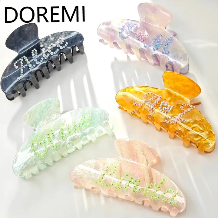 Crystal Name Hair Clip – Custom Rhinestone Letter Hairpin for Women