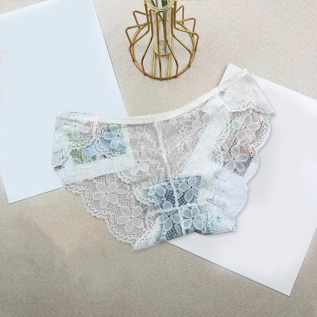 Sexy Lace Breathable Panties – Soft Transparent Mid-Rise Briefs for Women