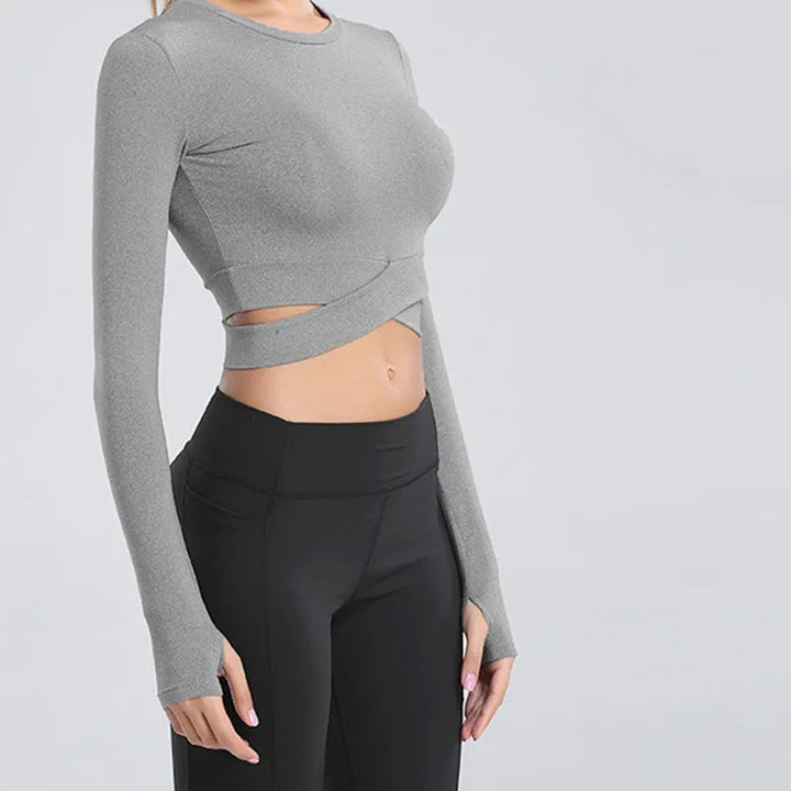 Women's Long Sleeve Crop Top – Quick-Dry Yoga & Fitness Shirt