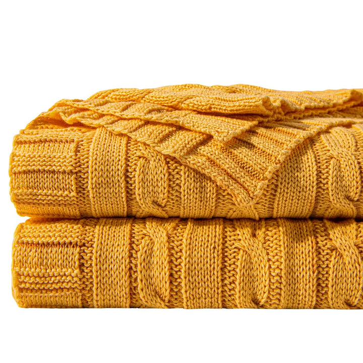 Ntbay 100% Cotton Cable Knit Throw, Super Soft Warm Knitted Blanket Home Decor