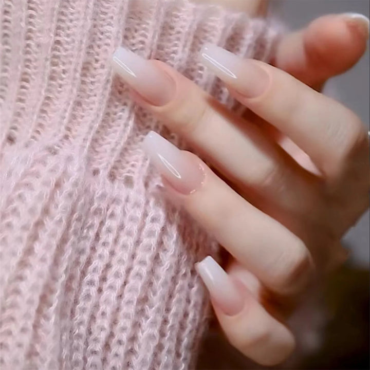 Long Square Press-On Nails – Gradual Color Detachable False Nails for Salon-Quality Manicure at Home (24pcs, 12 Sizes)