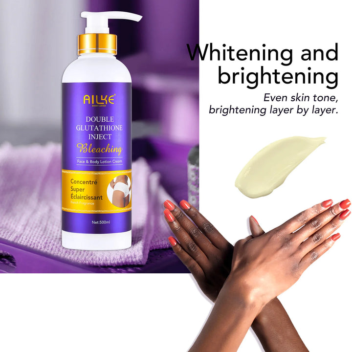 AILKE Brightening Face & Body Whitening Serum – Glutathione, Vitamin C & Aloe Vera | Fades Dark Spots & Evens Skin Tone (100ml)