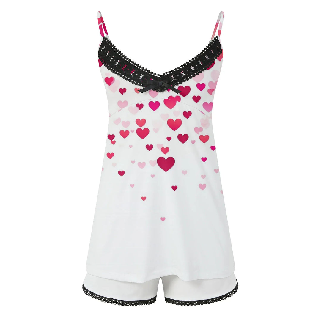 Women’s Sexy Lace Backless Pajama Set – 2-Piece Printed Camisole & Pants Sleepwear (Plus Sizes Available)