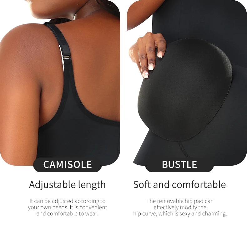 Butt-Lifting Shapewear Bodysuit with Pads – Open Crotch & Adjustable Straps