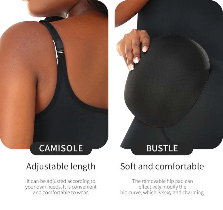 Butt-Lifting Shapewear Bodysuit with Pads – Open Crotch & Adjustable Straps