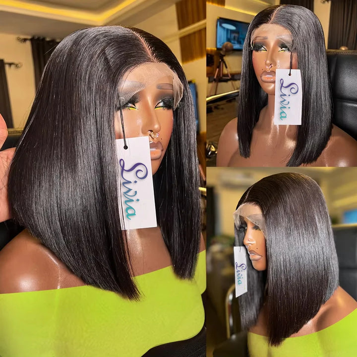 Essential Elegance Bob – Straight 100% Human Hair Wig with Transparent Lace