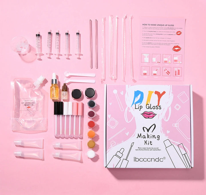GlamLab DIY Lip Gloss Kit – Complete Moisturizing Lip Tint & Glitter Making Set