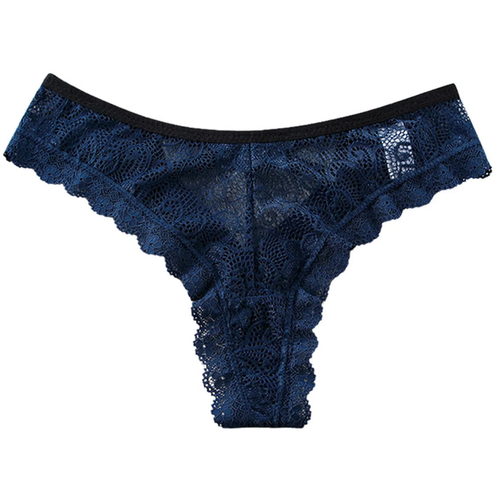 Lace Butterfly Bow Thong – Low Waist Hollow-Out Panty with Cotton Crotch