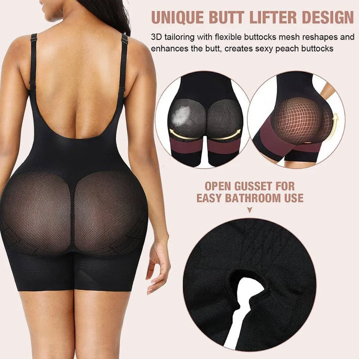 EmpowerEase Seamless Low-Back Full Body Shaper – Butt Lifter & Tummy Control Bodysuit