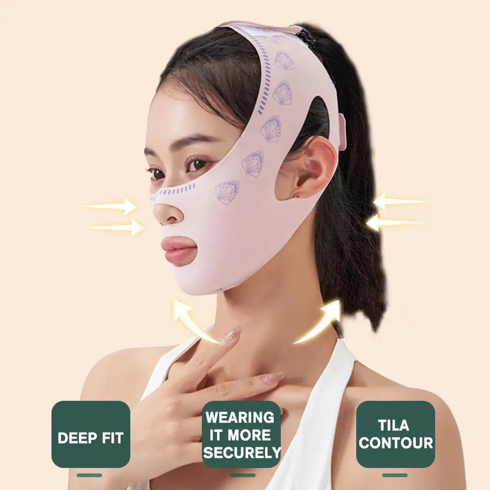 V-Line Face Sculpting Sleep Mask – Pink Facial Slimming Strap for Chin Lift, Contour Shaping & Skin Tightening