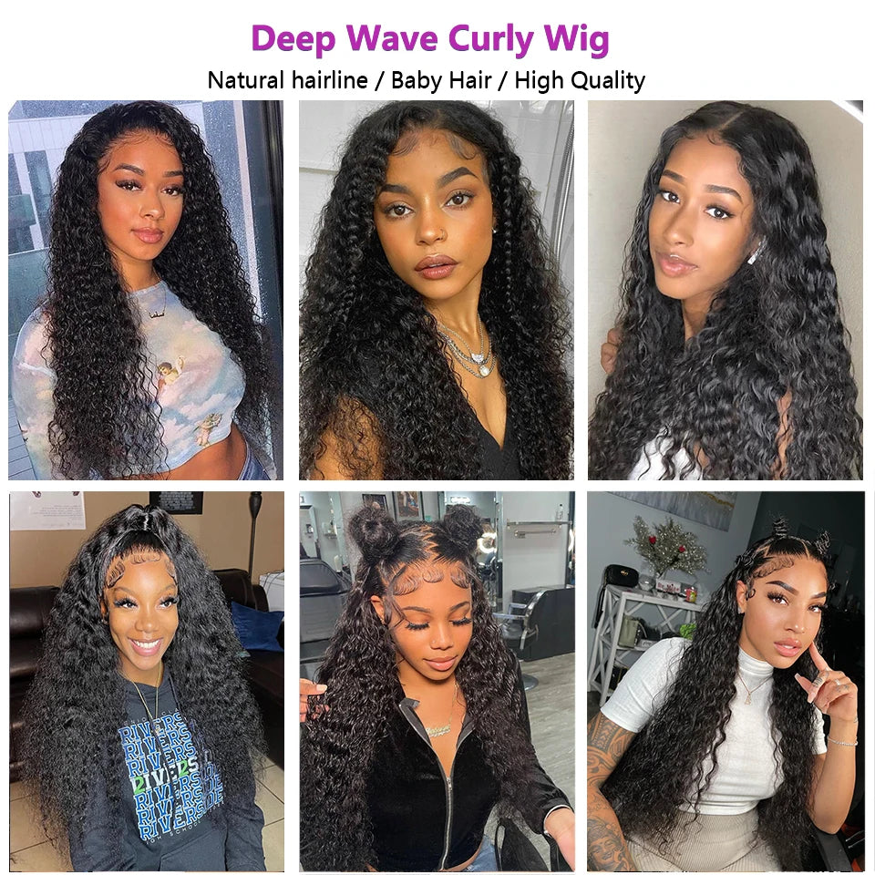 Cascade Deep Wave Lace Front Wig – HD Lace, 200% Density, 26”+ Brazilian Remy Hair