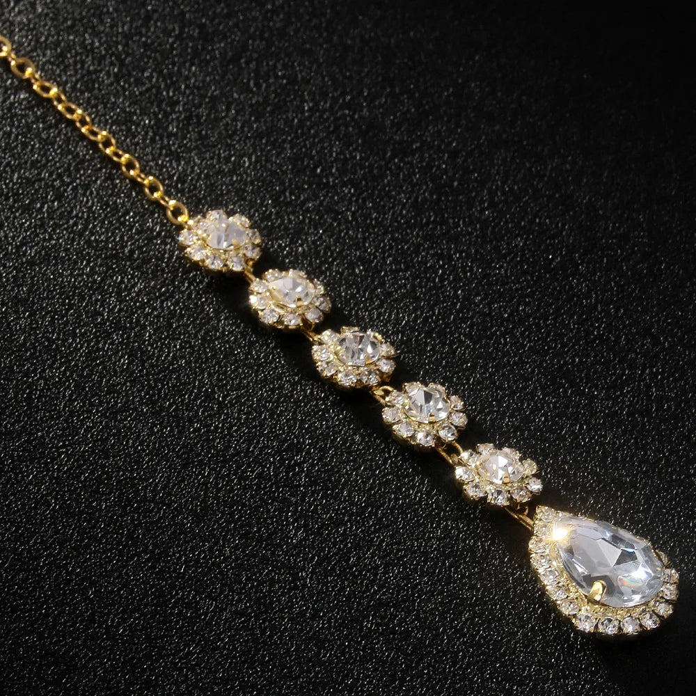 Stonefans Luxe Teardrop Maang Tikka – Boho Bridal Forehead & Hair Chain