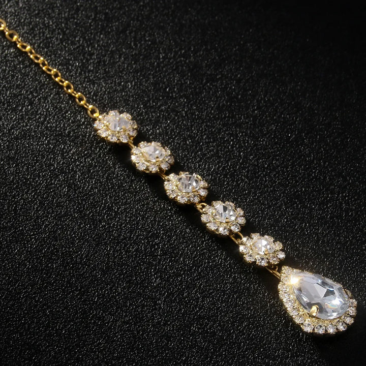 Stonefans Luxe Teardrop Maang Tikka – Boho Bridal Forehead & Hair Chain