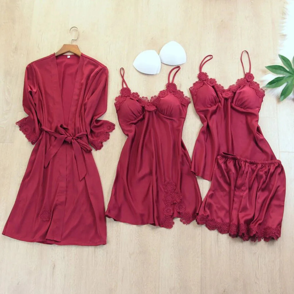 Women Nightdress Lingerie Robes Satin Silk Pajamas Comfortable Underwear Sleepwear Sexy Night Dress Women ночнушка женская