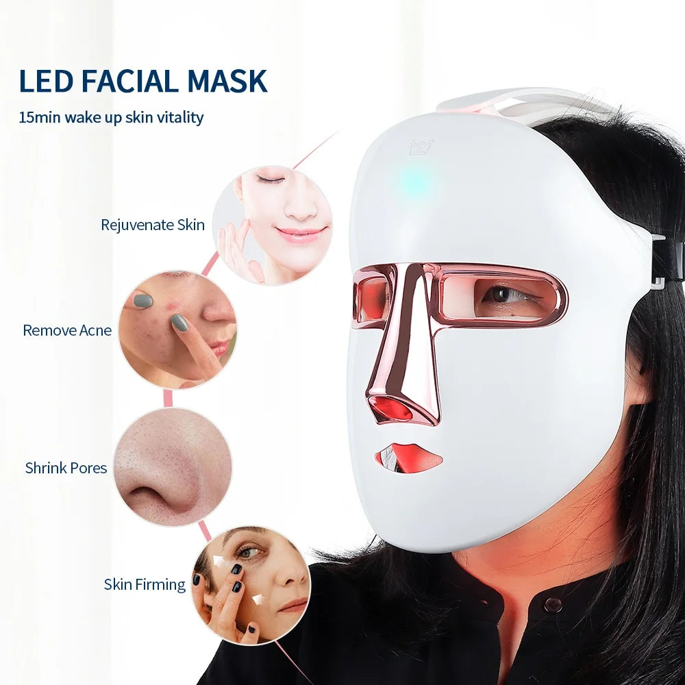 7-Color LED Light Therapy Face Mask – Wireless, Rechargeable & Vision-Friendly Design