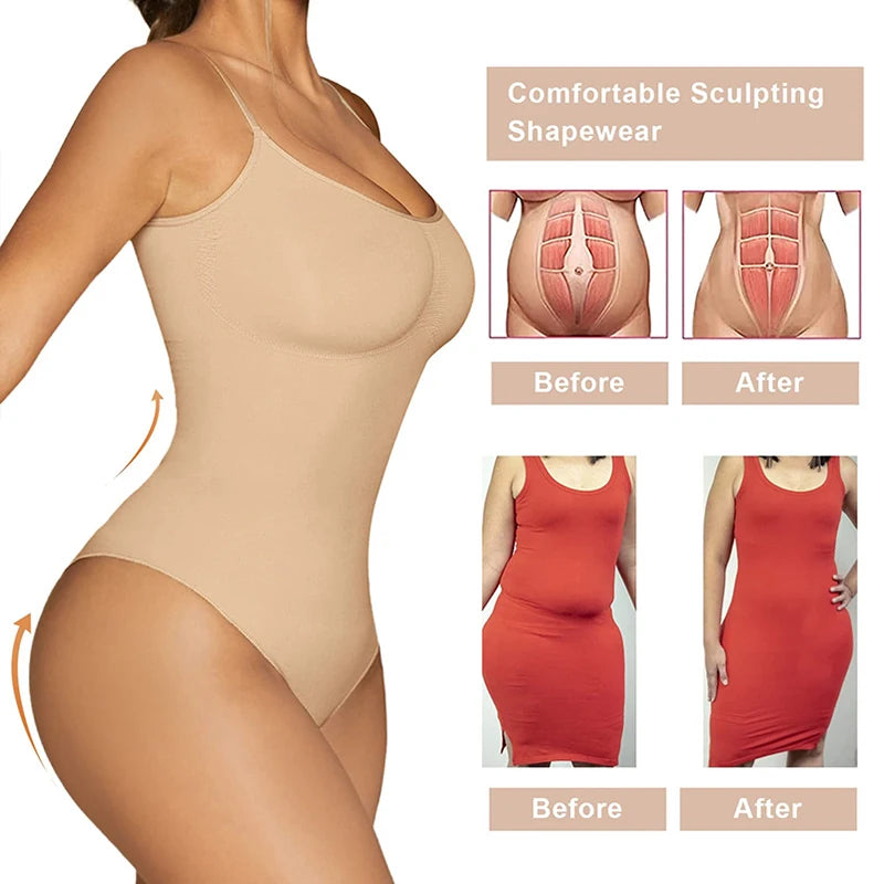 SculptEase™ Seamless Tummy Control Bodysuit – Waist Trainer Shapewear with Open Crotch & Butt Lift