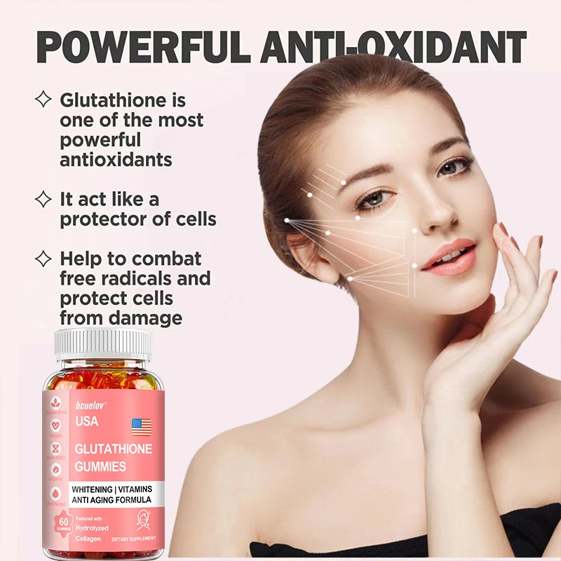 Glutathione Collagen Gummies - for Skin Care, Whitening, Anti-aging.