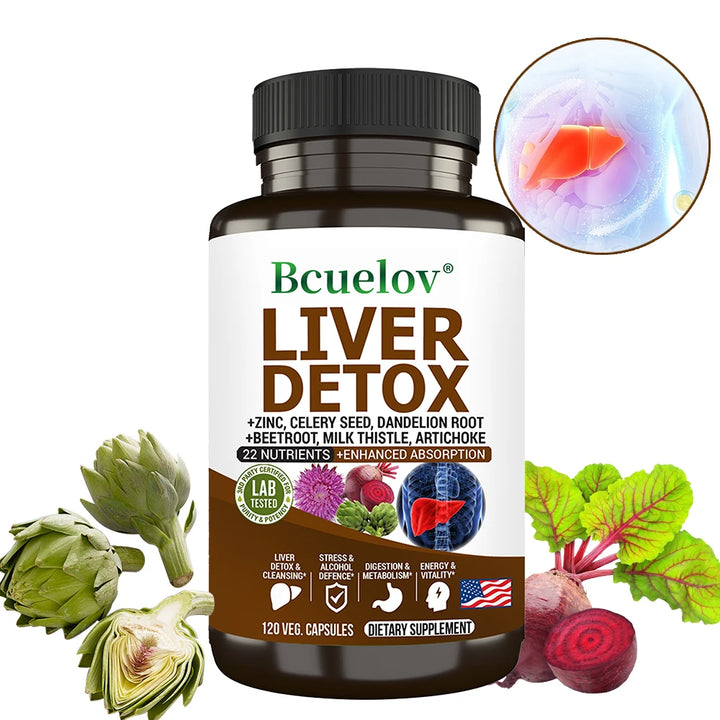 Bcuelov Liver Cleanse & Detox Support – 120 Veggie Capsules