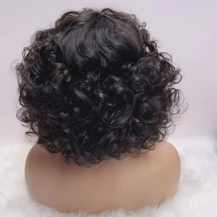 Divine Curl Pixie – Fumi Curly Remy Human Hair Wig with Bangs