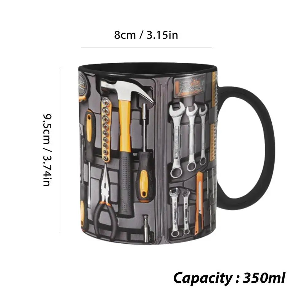 Power Tools Mug – Ceramic Coffee Cup with Toolbox Design (350ml)