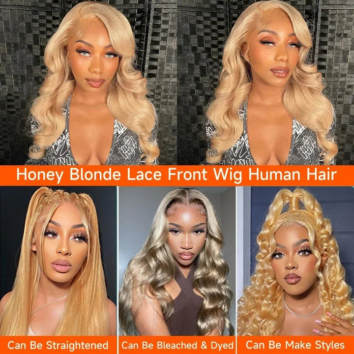 Honey Blonde Body Wave HD Lace Wig – 26” Luxury Human Hair