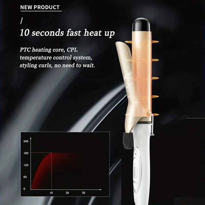 WaveMuse Ceramic Curling Wand – 25mm/32mm Adjustable Barrel
