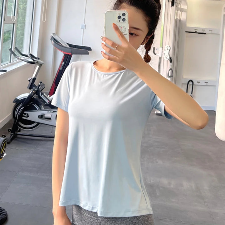 Backless Mesh Patchwork Quick-Dry Yoga Top – Sleeveless Loose Fit Active T-Shirt for Women