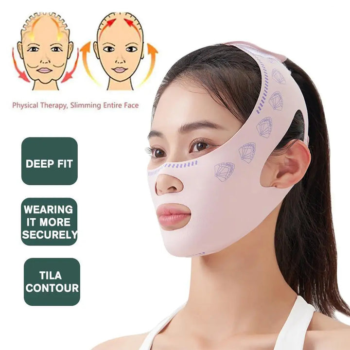 V-Line Face Sculpting Sleep Mask – Pink Facial Slimming Strap for Chin Lift, Contour Shaping & Skin Tightening