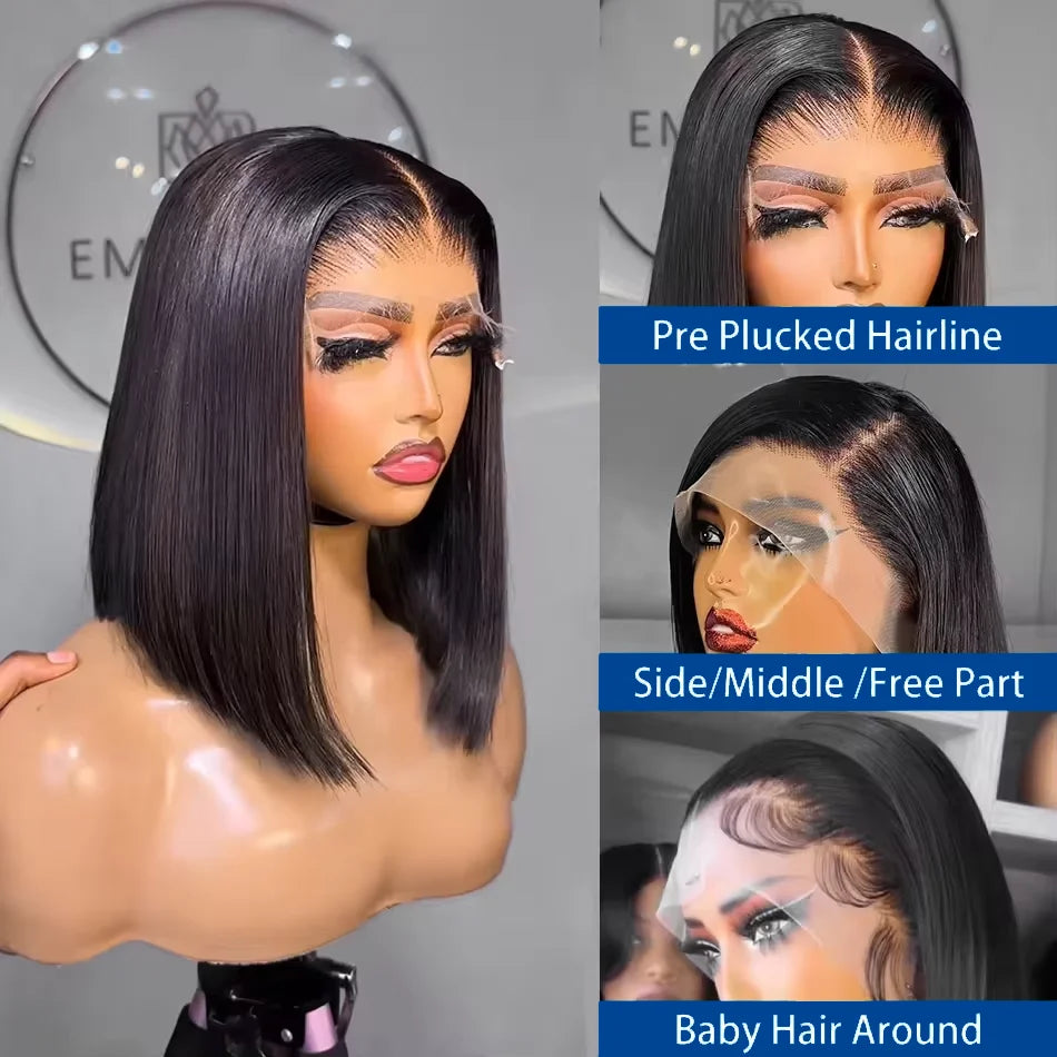 Essential Elegance Bob – Straight 100% Human Hair Wig with Transparent Lace