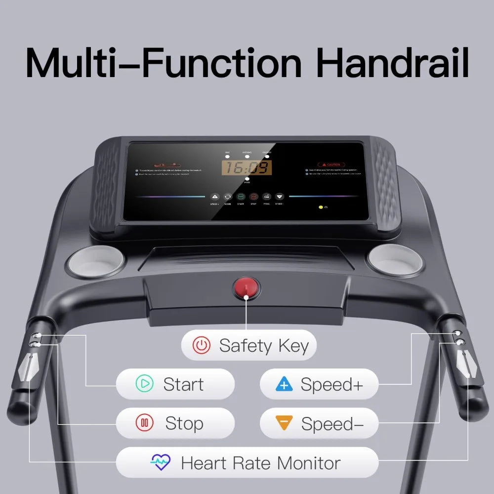 EmpowerStride Foldable Incline Treadmill with Pulse Sensors & Bluetooth