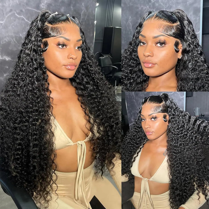 Cascade Deep Wave Lace Front Wig – HD Lace, 200% Density, 26”+ Brazilian Remy Hair