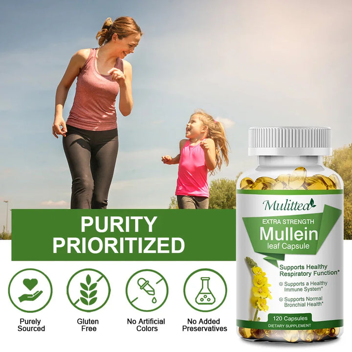 EmpowerEase Mullein Leaf Lung Cleanse Capsules – Natural Respiratory Support, 1000mg