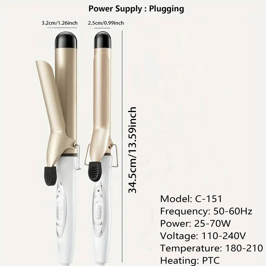 WaveMuse Ceramic Curling Wand – 25mm/32mm Adjustable Barrel