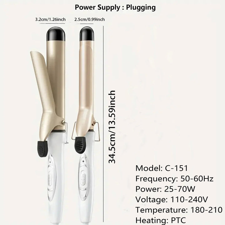 WaveMuse Ceramic Curling Wand – 25mm/32mm Adjustable Barrel