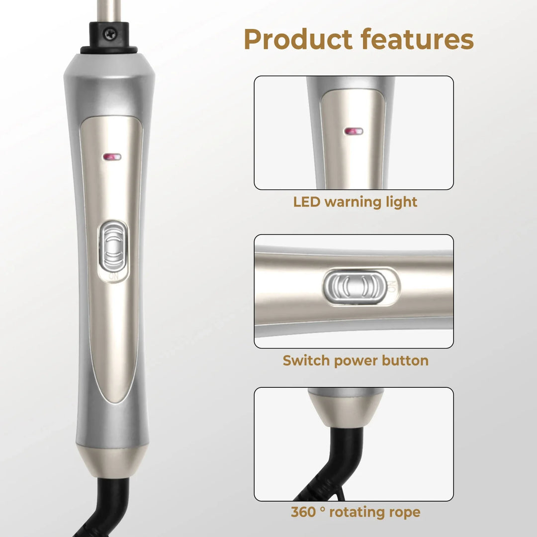 UltraCurl 9mm Precision Curling Wand – Tourmaline Ceramic Crimper for Defined, Long-Lasting Curls