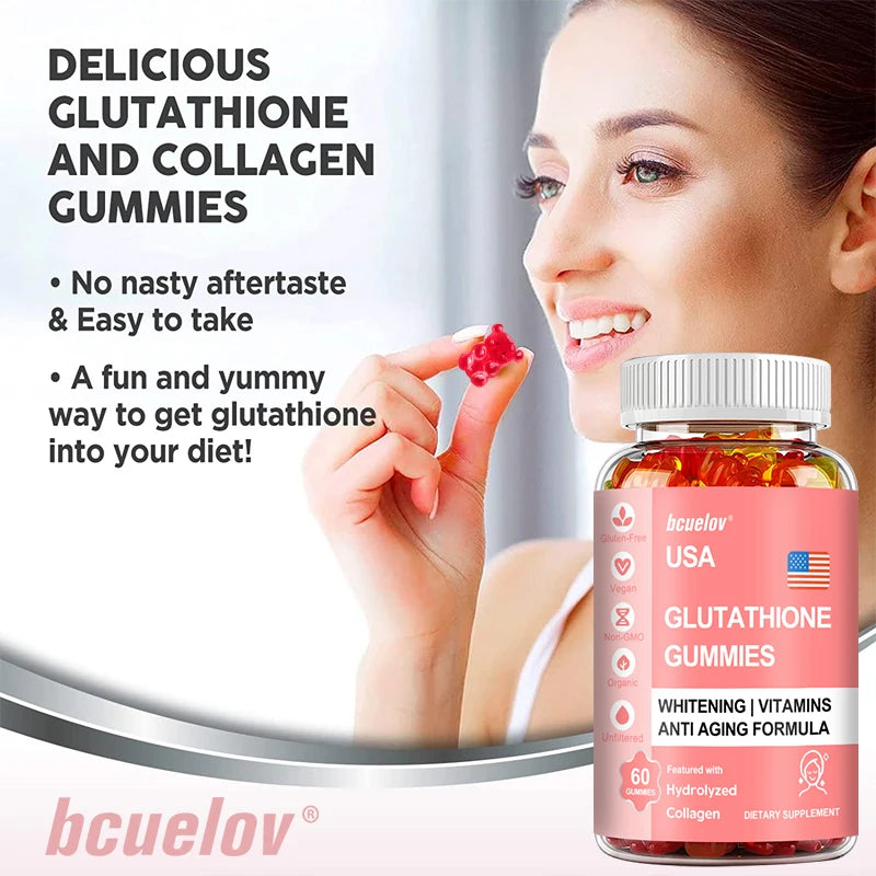 Glutathione Collagen Gummies - for Skin Care, Whitening, Anti-aging.