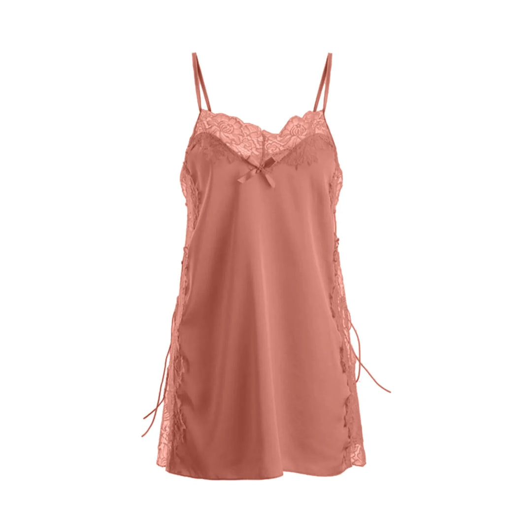 Sexy Ice Silk Nightdress Pajamas Women Summer Thin Lace Suspender Adjustable Loose Lingerie Lingerie For Women Plus Size