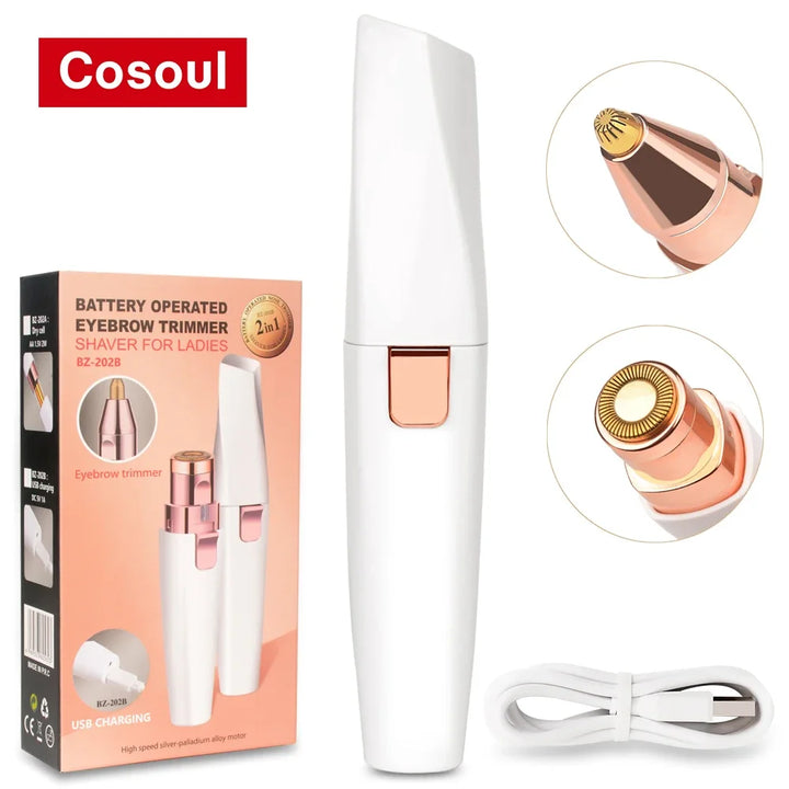 LuxeGlow Precision Trimmer – 2-in-1 Rechargeable Facial & Eyebrow Shaper