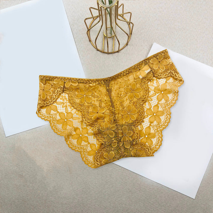 Sexy Lace Breathable Panties – Soft Transparent Mid-Rise Briefs for Women
