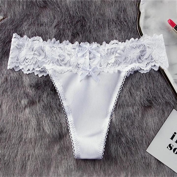 Ice Silk Lace Thong Panties for Women – Low Rise, Breathable & Sexy Embroidered Lingerie