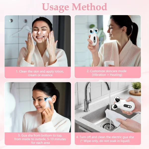 Facial Massager Roller; USB Rechargeable Facial Toning Device for Wrinkle Reduction